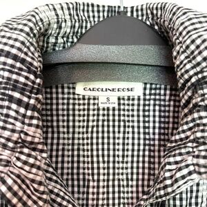Caroline Rose, Size S (fits like M-L), Black/White Stretchy Check Blouse